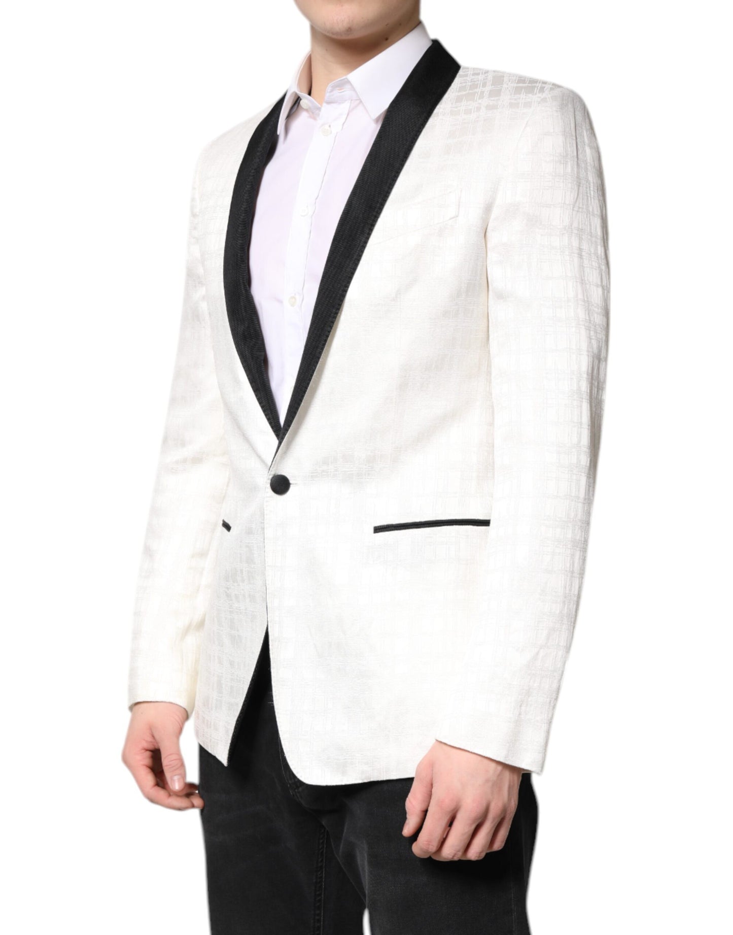 Costume blazer à simple boutonnage Dolce &amp; Gabbana blanc et noir