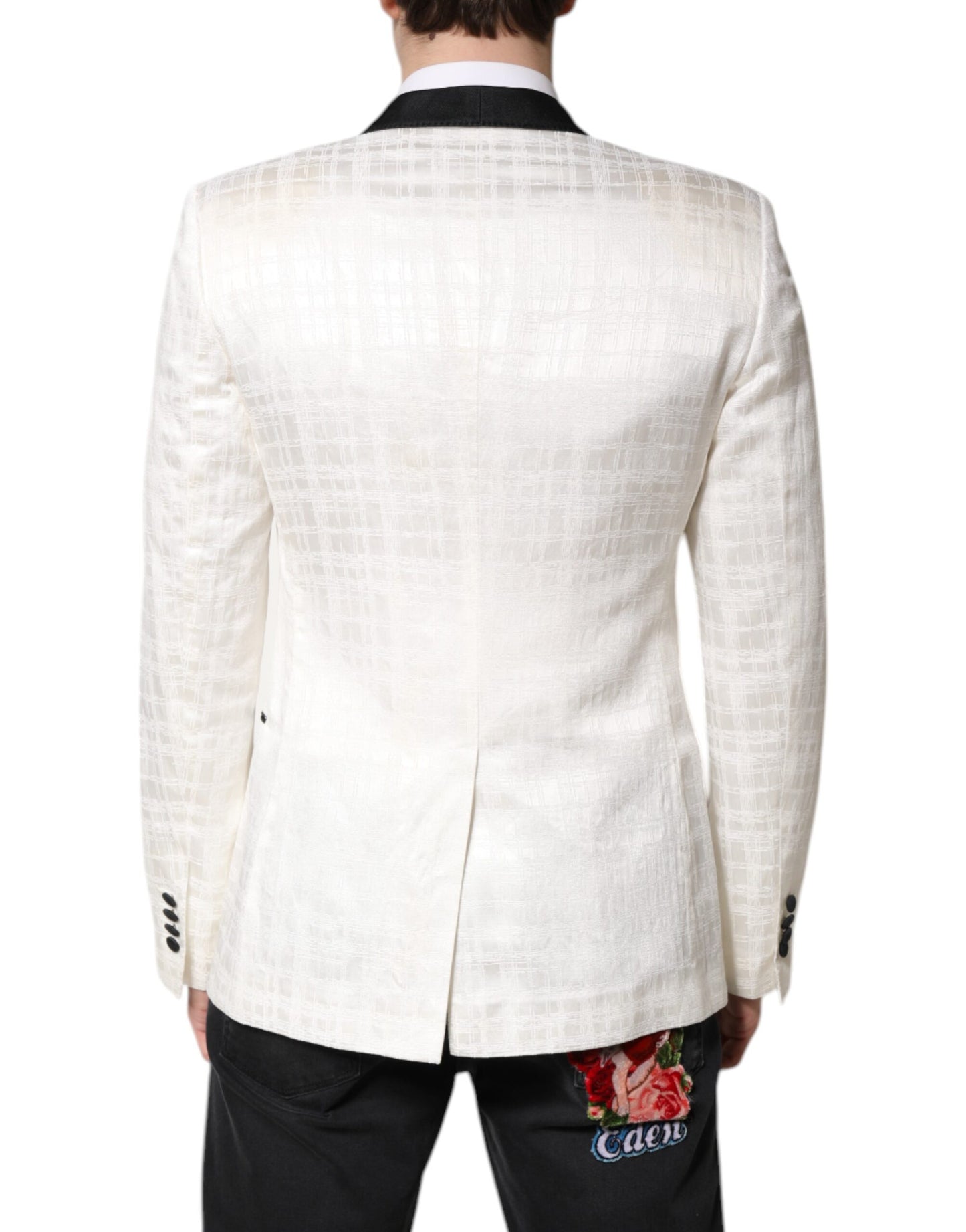 Costume blazer à simple boutonnage Dolce &amp; Gabbana blanc et noir