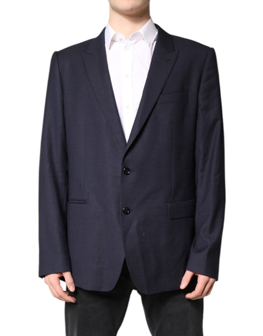 Costume blazer à simple boutonnage en laine noire Dolce &amp; Gabbana
