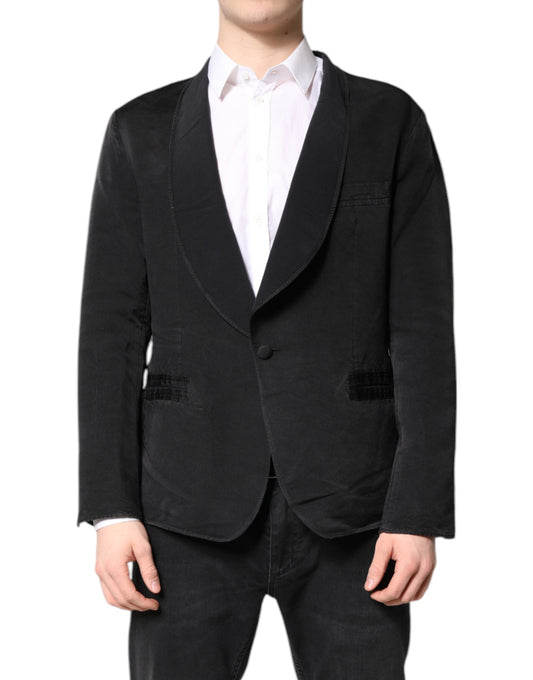 Costume blazer simple boutonnage en soie noire Dolce &amp; Gabbana