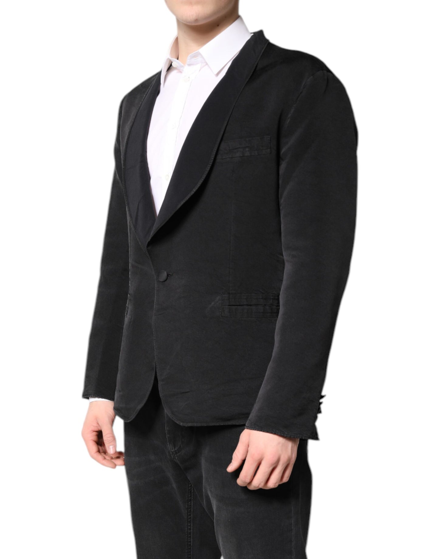 Costume blazer simple boutonnage en soie noire Dolce &amp; Gabbana