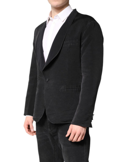 Costume blazer simple boutonnage en soie noire Dolce &amp; Gabbana