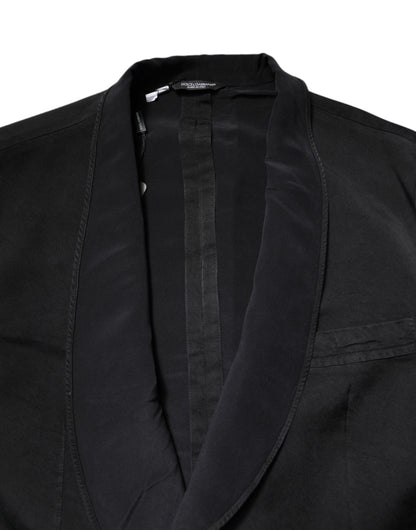 Costume blazer simple boutonnage en soie noire Dolce &amp; Gabbana