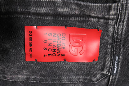Dolce &amp; Gabbana Black Logo Cotton Stretch Denim Jacket