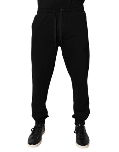 Dolce & Gabbana Black Cotton Mid Waist Jogger Sweatpants Pants by Dolce & Gabbana