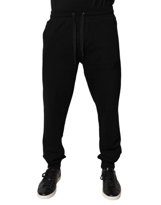 Dolce & Gabbana Black Cotton Mid Waist Jogger Sweatpants Pants by Dolce & Gabbana