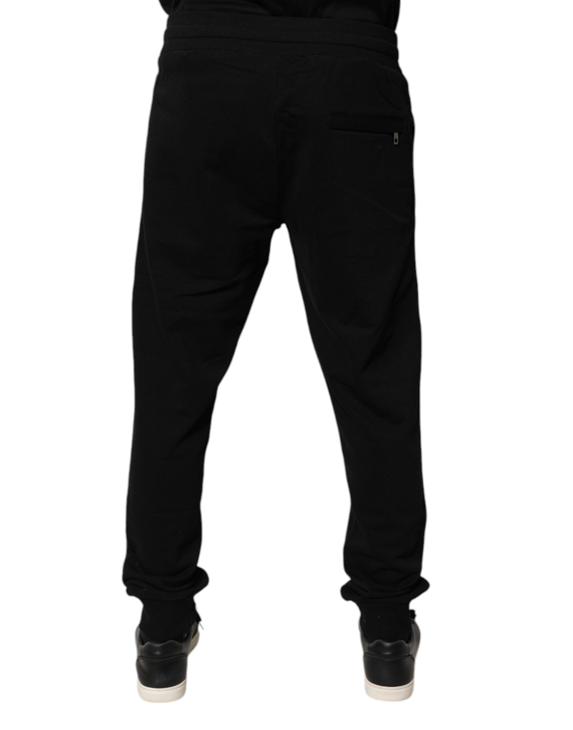 Dolce & Gabbana Black Cotton Mid Waist Jogger Sweatpants Pants by Dolce & Gabbana