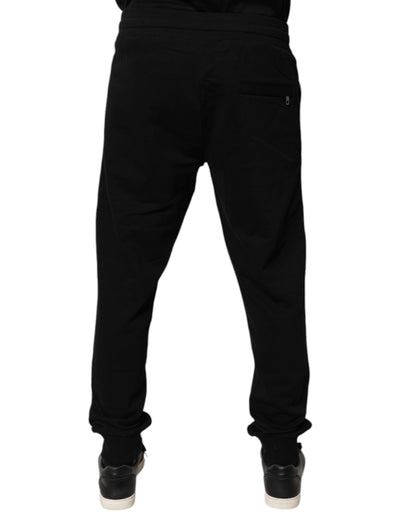 Dolce & Gabbana Black Cotton Mid Waist Jogger Sweatpants Pants by Dolce & Gabbana