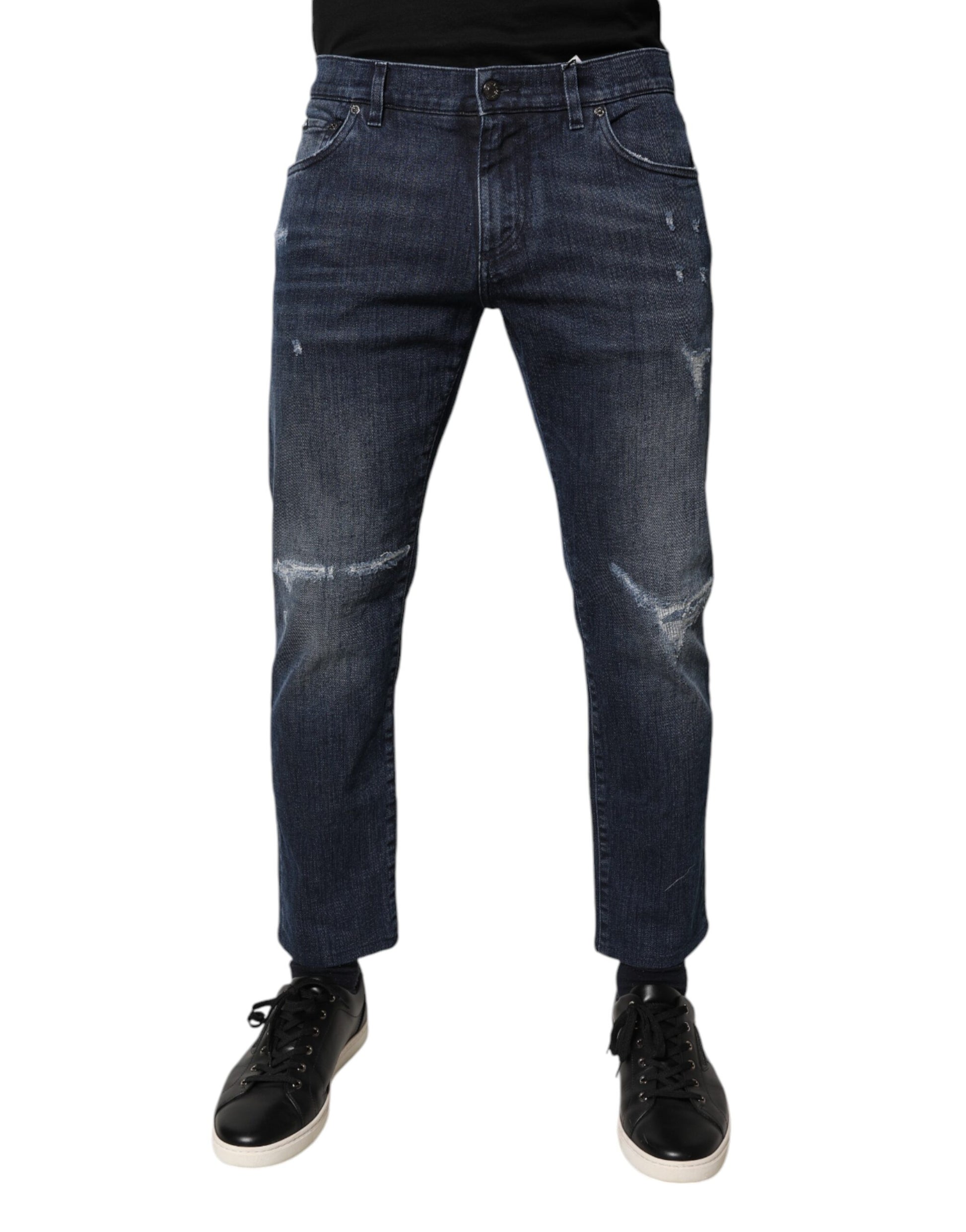 Dolce & Gabbana Blue Cotton Stretch Skinny Men Denim Jeans by Dolce & Gabbana