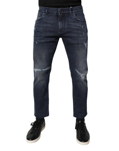 Dolce & Gabbana Blue Cotton Stretch Skinny Men Denim Jeans by Dolce & Gabbana