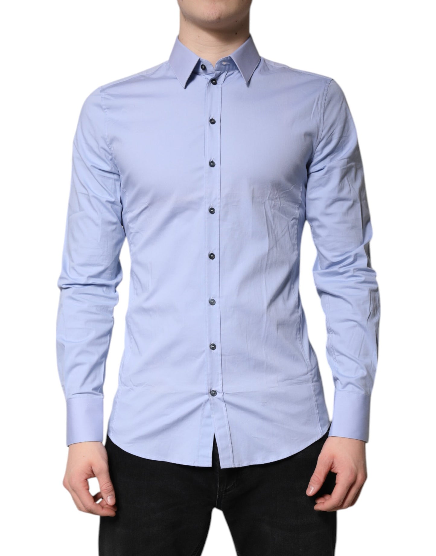 Chemise habillée en coton bleu clair Dolce &amp; Gabbana SICILIA