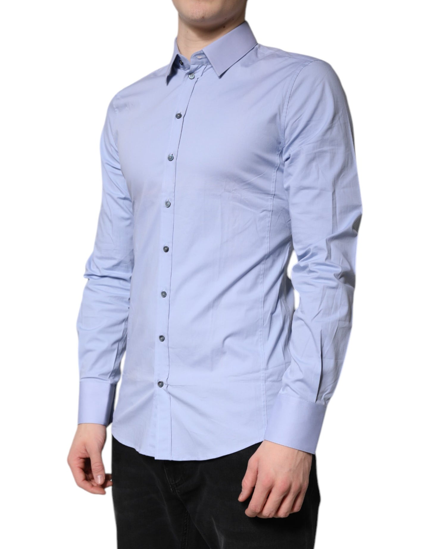 Chemise habillée en coton bleu clair Dolce &amp; Gabbana SICILIA