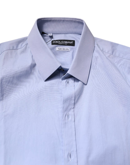 Chemise habillée en coton bleu clair Dolce &amp; Gabbana SICILIA