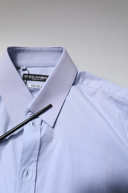 Chemise habillée en coton bleu clair Dolce &amp; Gabbana SICILIA