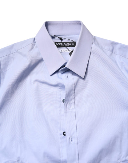 Dolce & Gabbana Light Blue Cotton SICILIA Dress Formal Shirt by Dolce & Gabbana