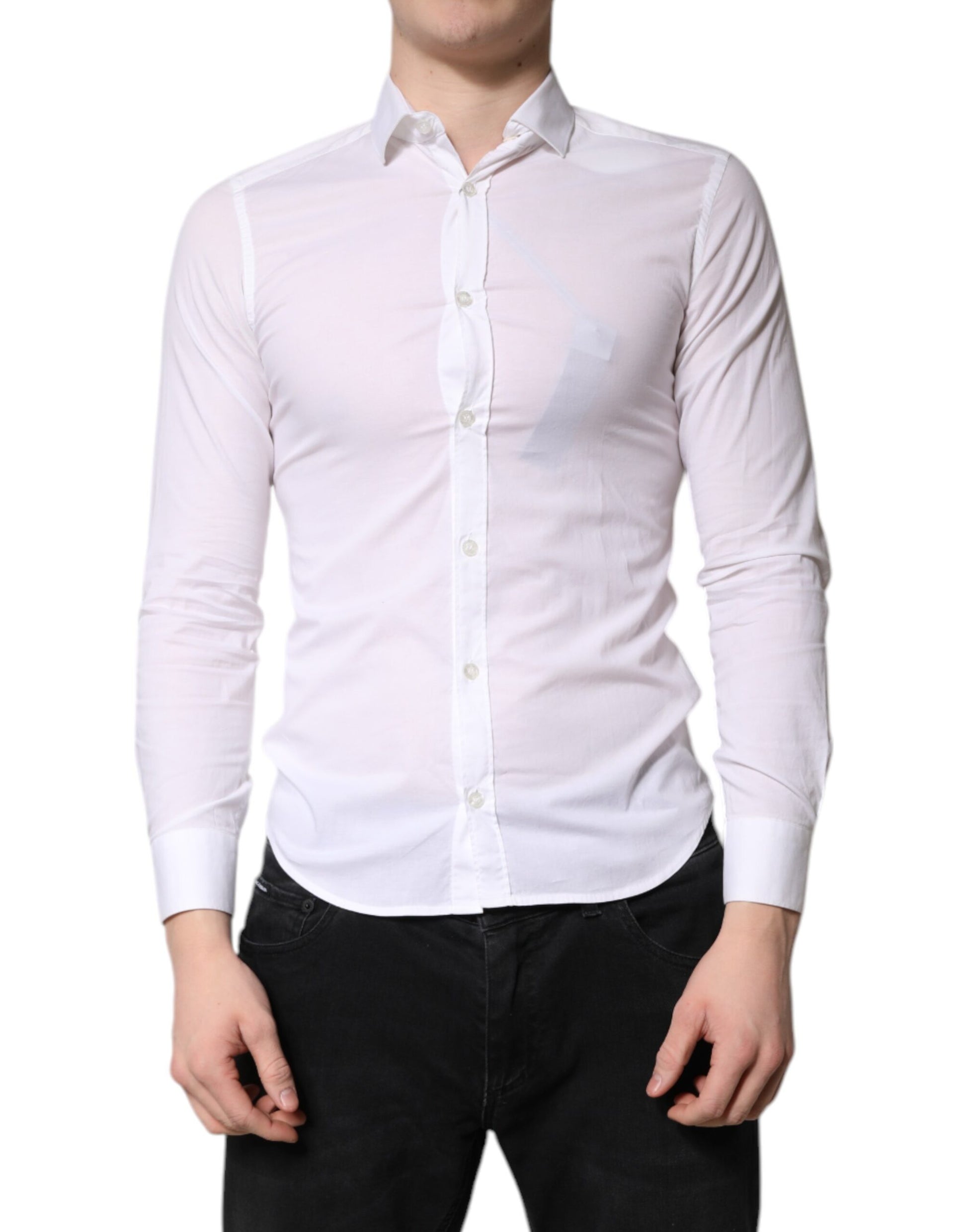 Daniele Alessandrini White Cotton Dress Formal Shirt by Daniele Alessandrini