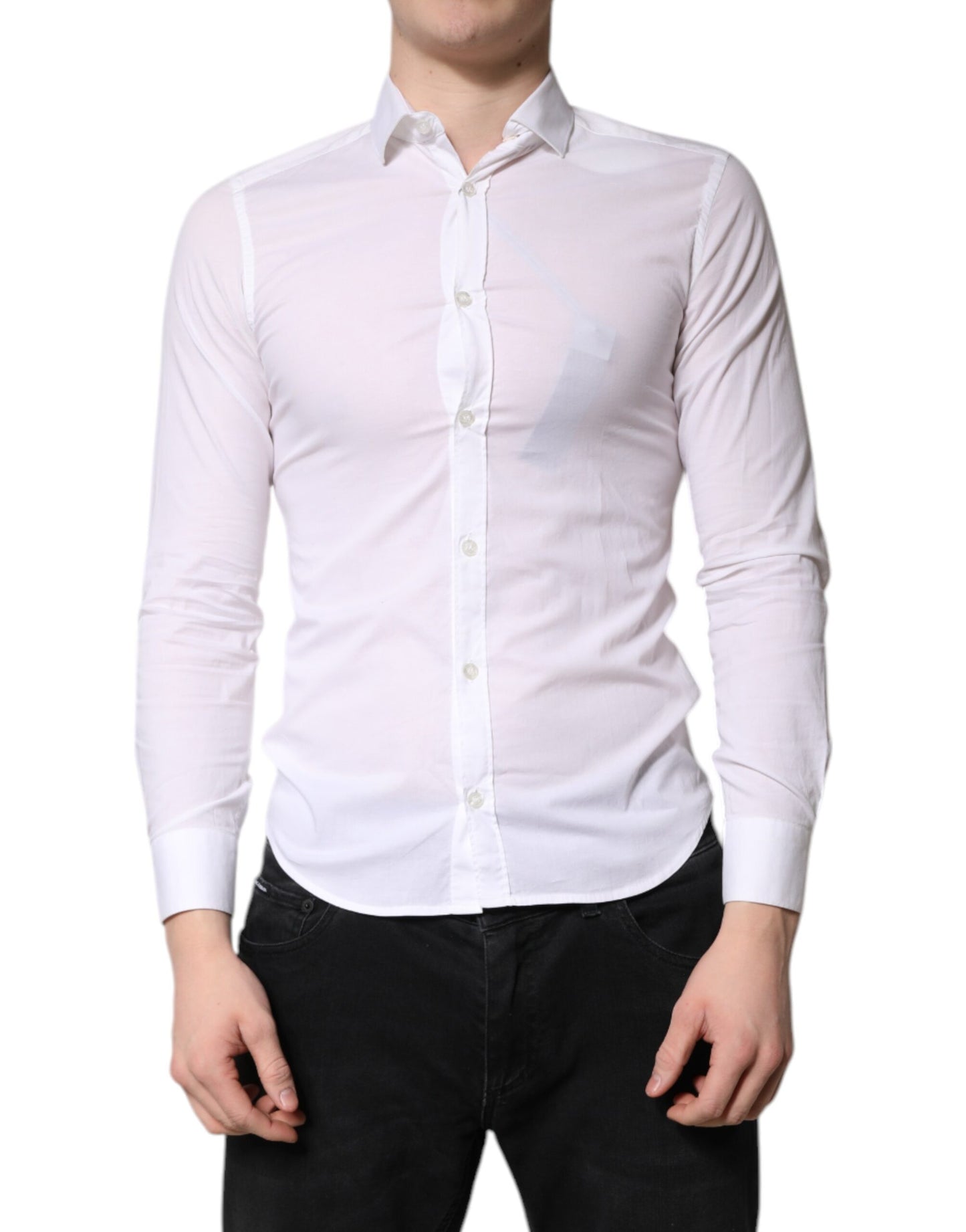 Daniele Alessandrini White Cotton Dress Formal Shirt by Daniele Alessandrini