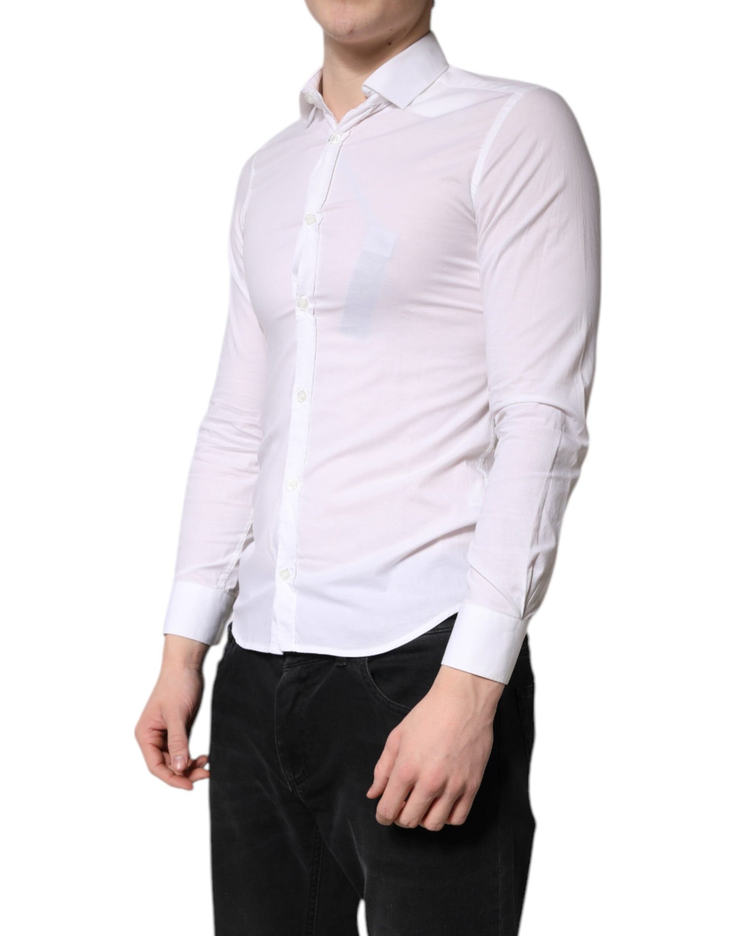 Daniele Alessandrini White Cotton Dress Formal Shirt by Daniele Alessandrini