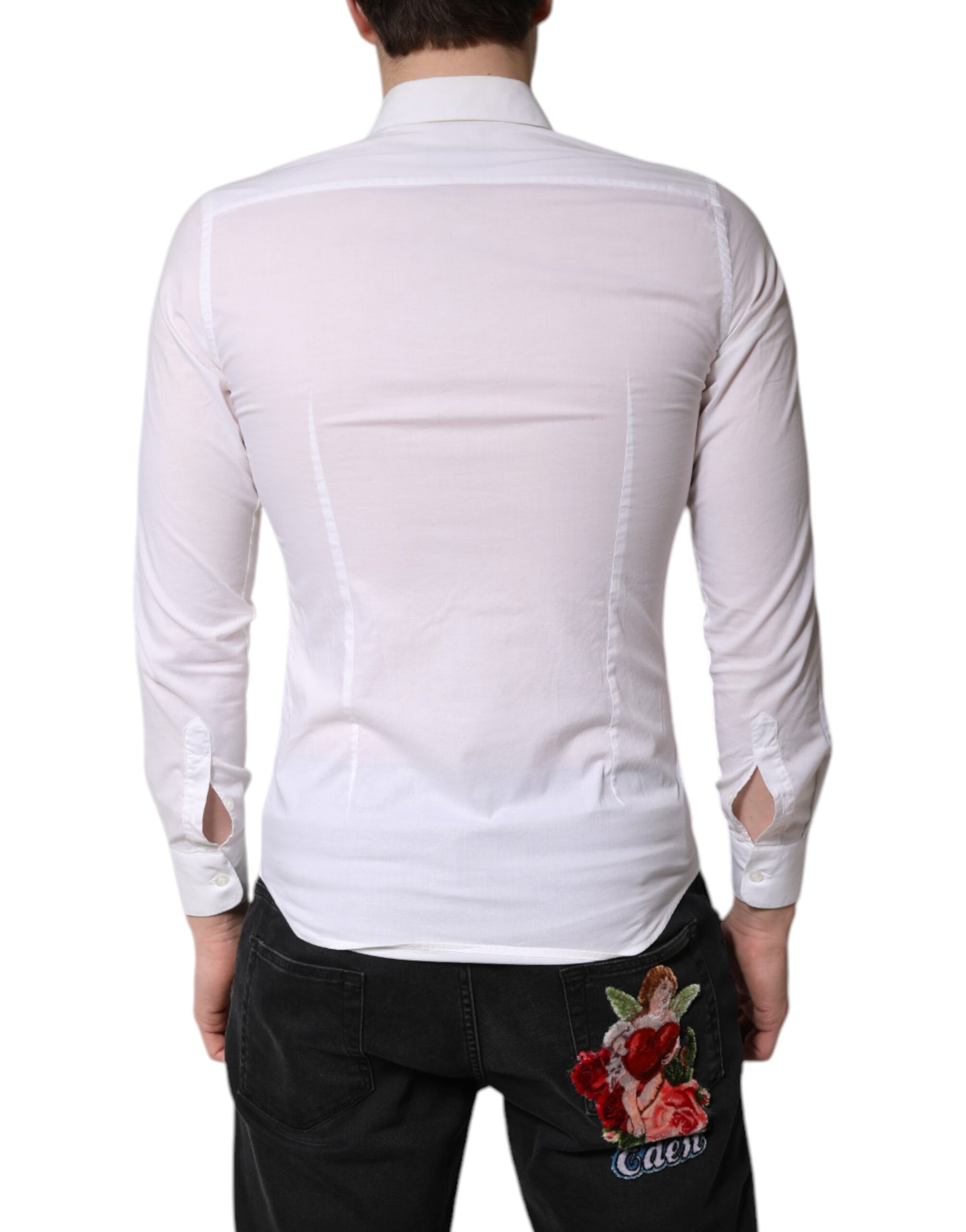 Daniele Alessandrini White Cotton Dress Formal Shirt by Daniele Alessandrini
