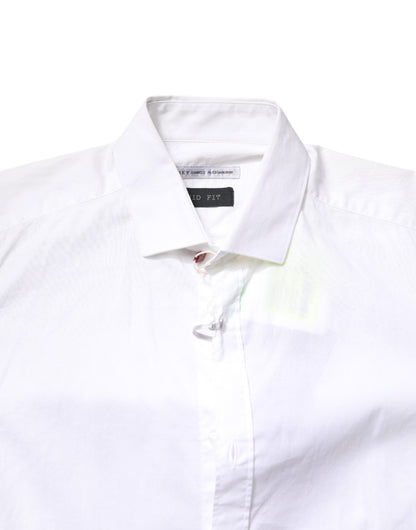 Daniele Alessandrini White Cotton Dress Formal Shirt by Daniele Alessandrini