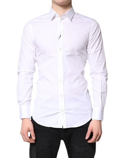 Dolce & Gabbana White Cotton Stretch GOLD Dress Formal Shirt by Dolce & Gabbana