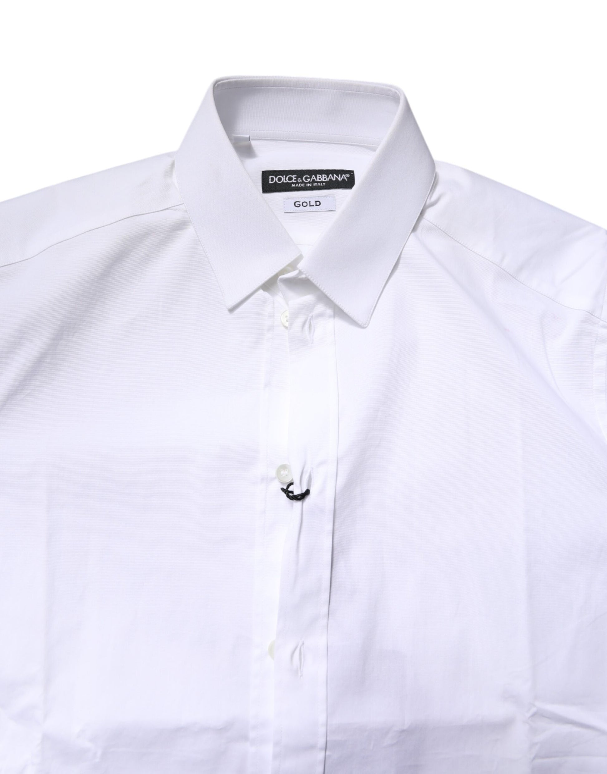 Dolce & Gabbana White Cotton Stretch GOLD Dress Formal Shirt by Dolce & Gabbana