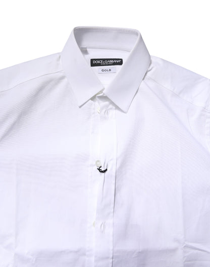 Dolce & Gabbana White Cotton Stretch GOLD Dress Formal Shirt by Dolce & Gabbana