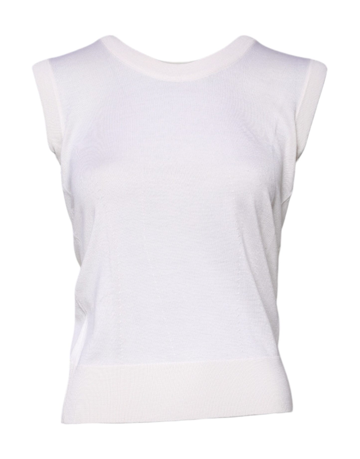 Dolce & Gabbana White Sleeveless Cashmere Round Neck Tank Top by Dolce & Gabbana