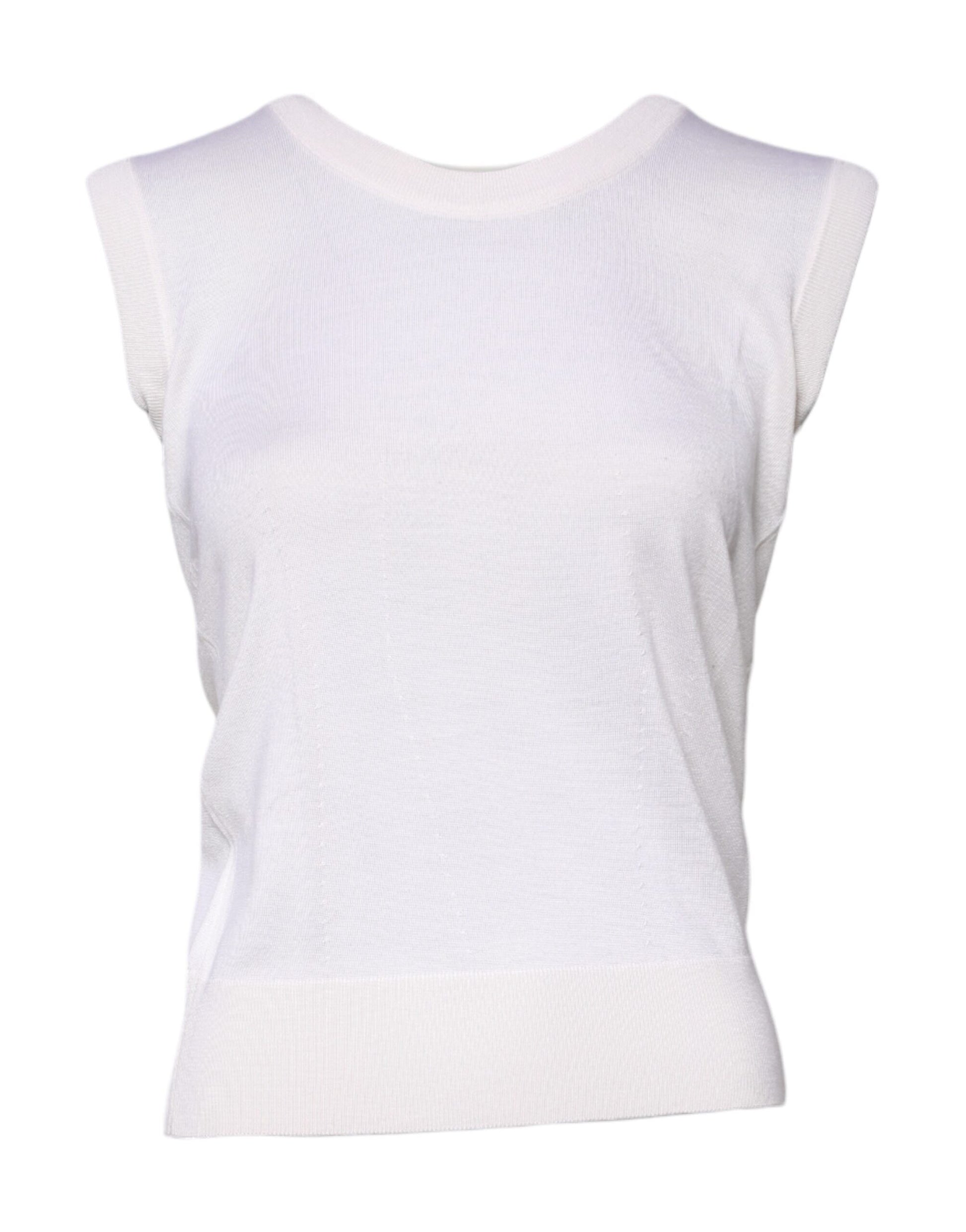 Dolce & Gabbana White Sleeveless Cashmere Round Neck Tank Top by Dolce & Gabbana
