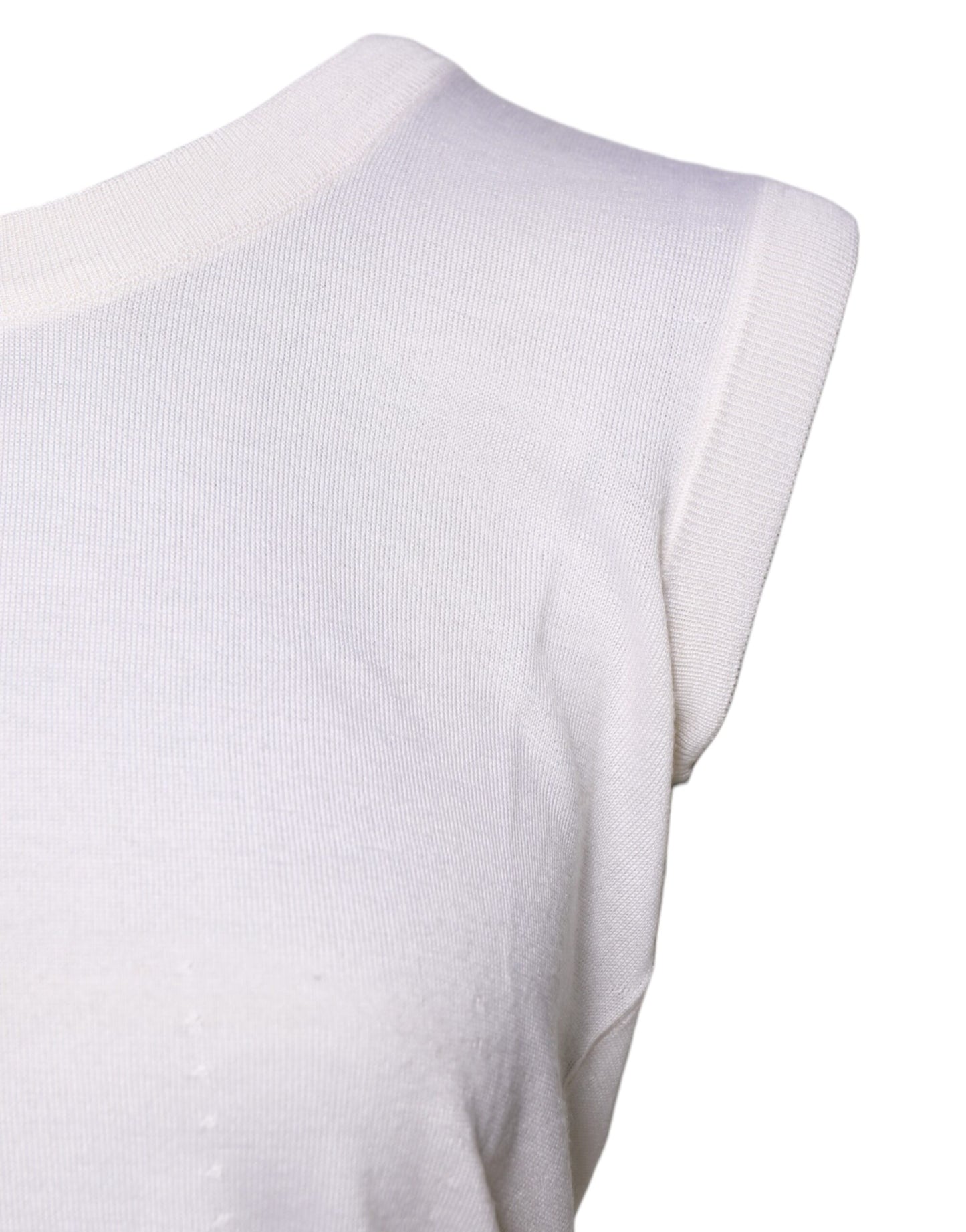 Dolce & Gabbana White Sleeveless Cashmere Round Neck Tank Top by Dolce & Gabbana