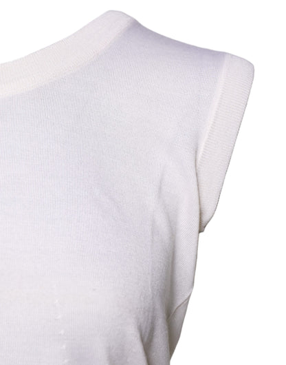 Dolce & Gabbana White Sleeveless Cashmere Round Neck Tank Top by Dolce & Gabbana
