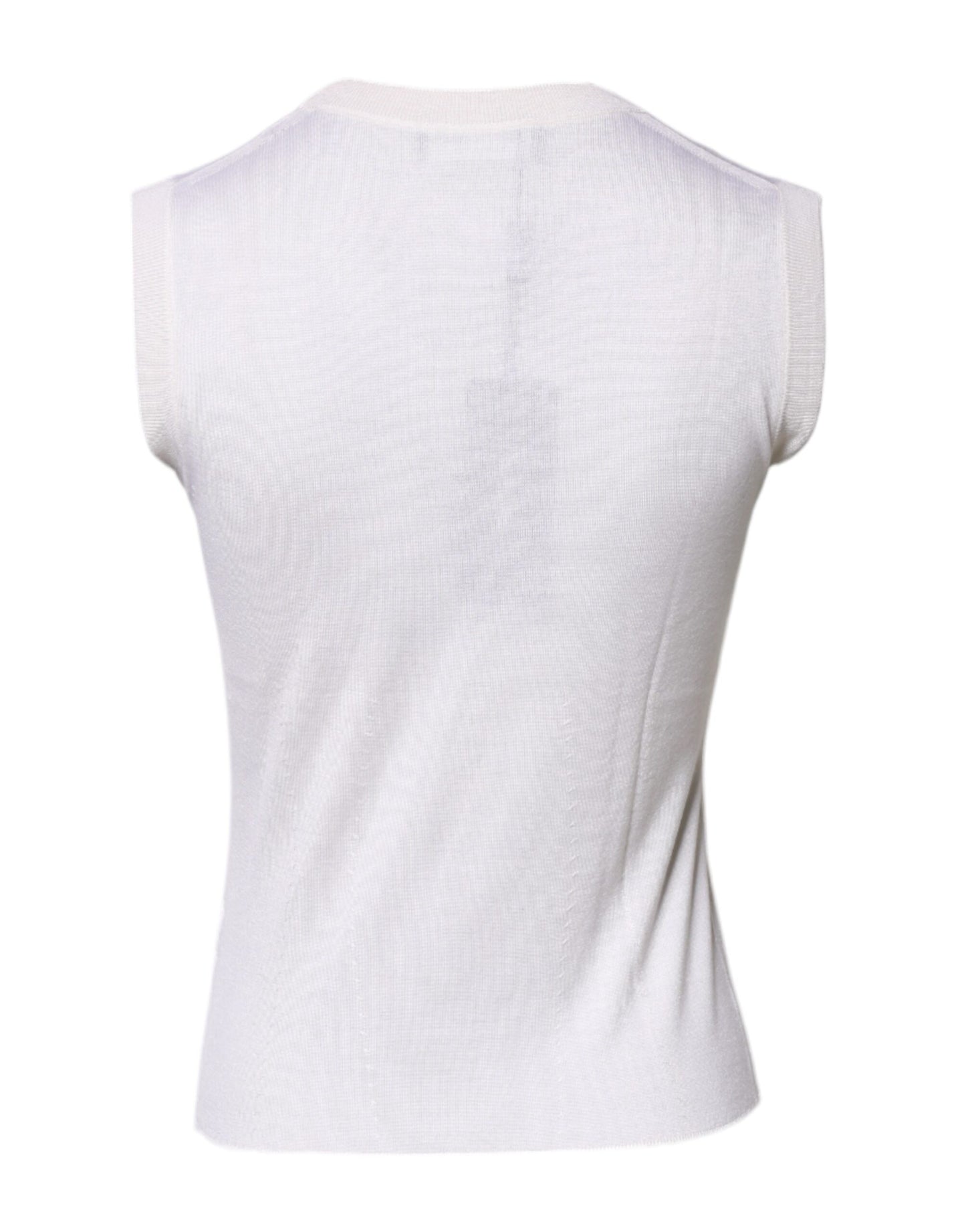 Dolce & Gabbana White Sleeveless Cashmere Round Neck Tank Top by Dolce & Gabbana