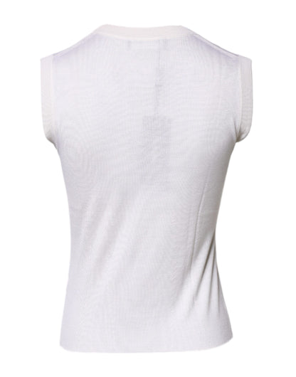 Dolce & Gabbana White Sleeveless Cashmere Round Neck Tank Top by Dolce & Gabbana