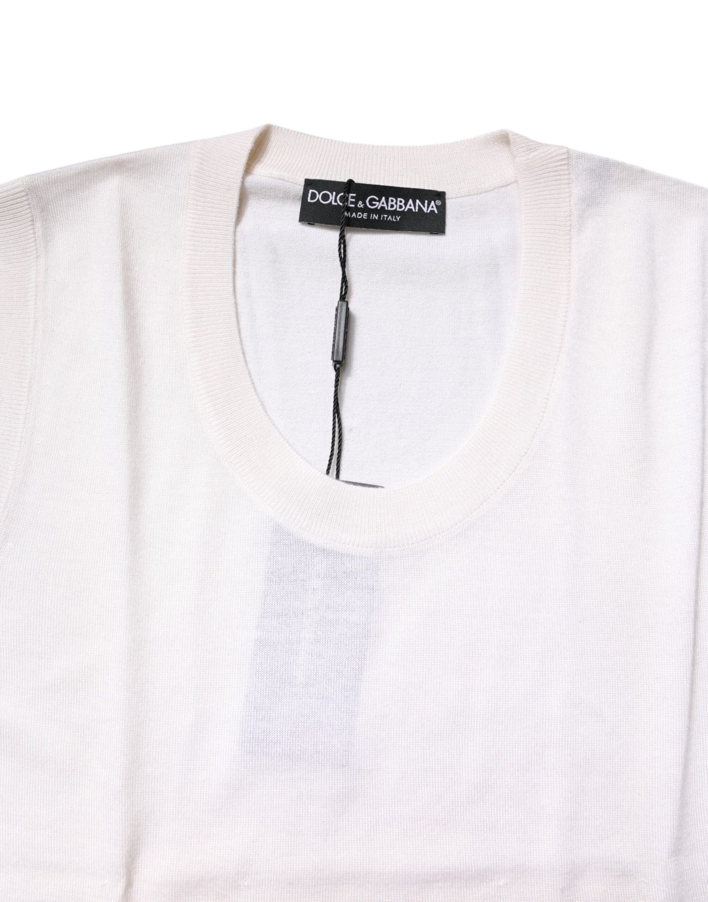 Dolce & Gabbana White Sleeveless Cashmere Round Neck Tank Top by Dolce & Gabbana