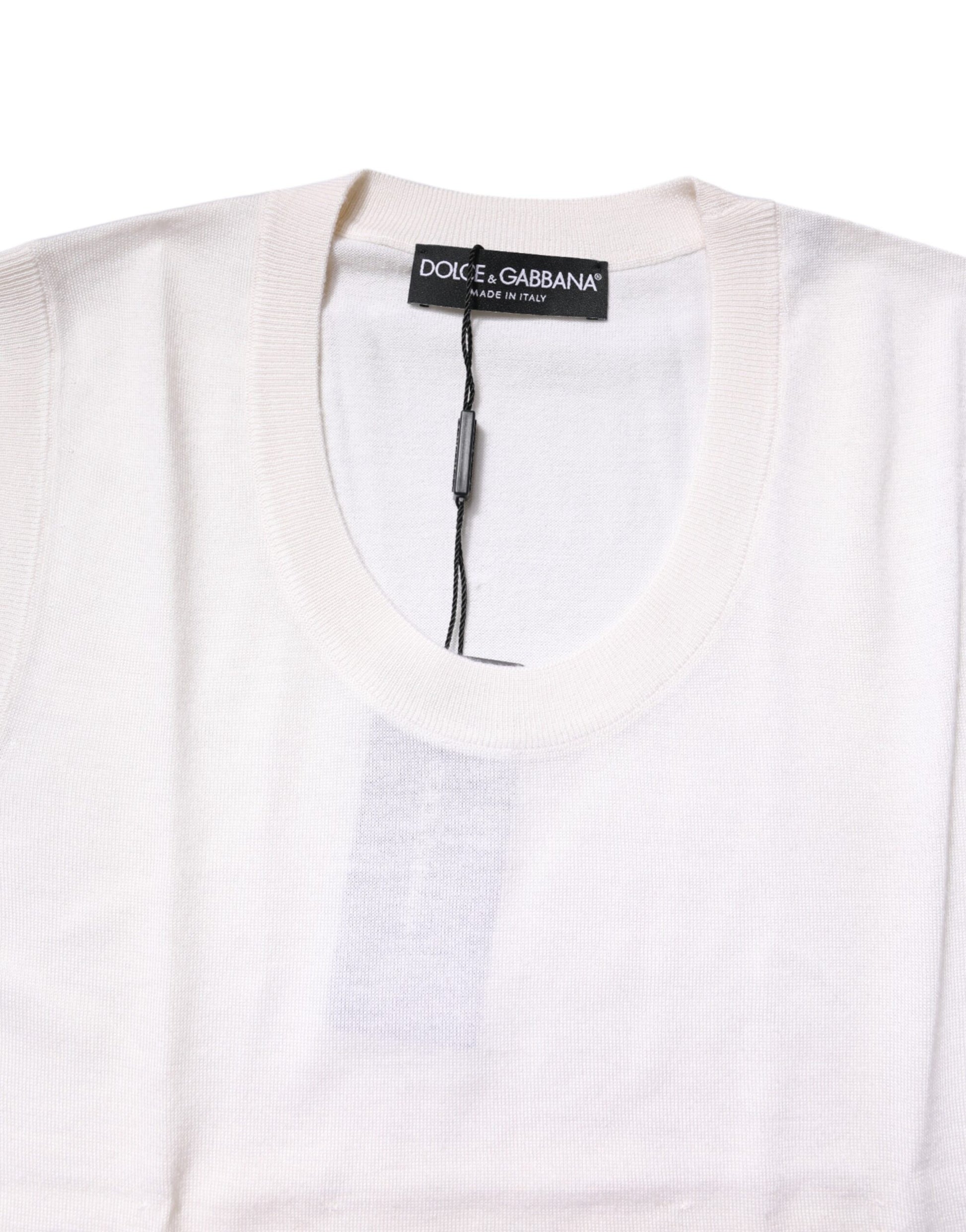 Dolce & Gabbana White Sleeveless Cashmere Round Neck Tank Top by Dolce & Gabbana