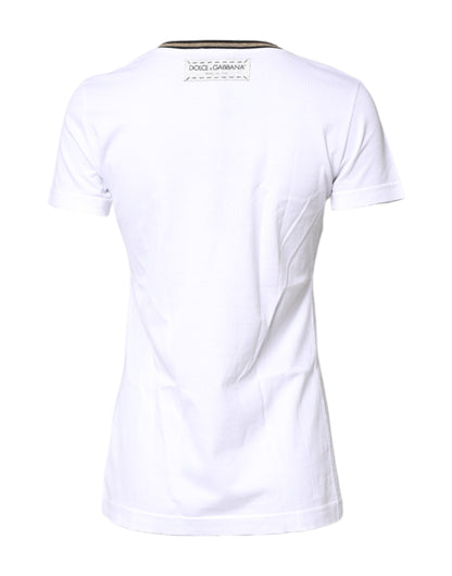 Dolce & Gabbana White Graphic Print Cotton Crew Neck T-shirt by Dolce & Gabbana