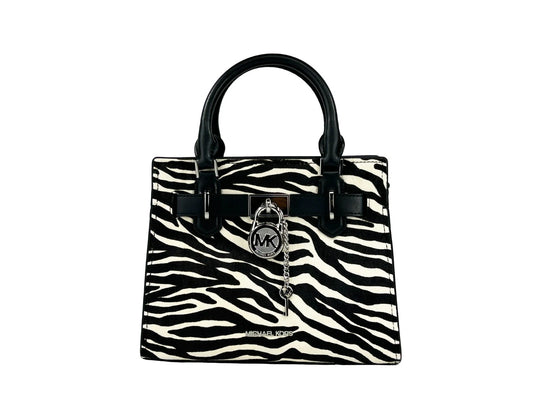 Michael Kors Hamilton Petit sac à bandoulière en cuir à imprimé zèbre Noir/Blanc