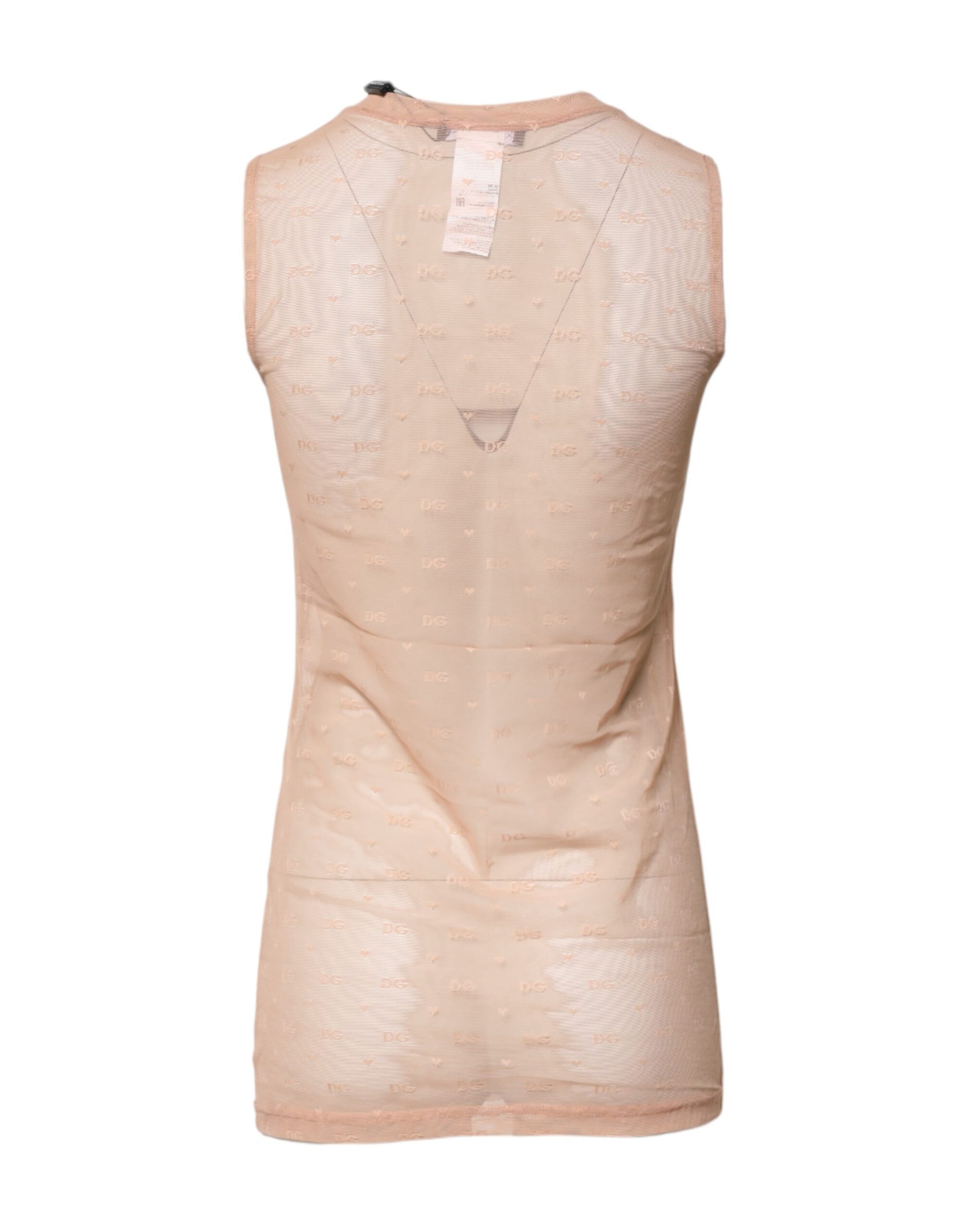 Dolce & Gabbana Beige Nylon Logo Monogram Sleeveless Tank Top by Dolce & Gabbana