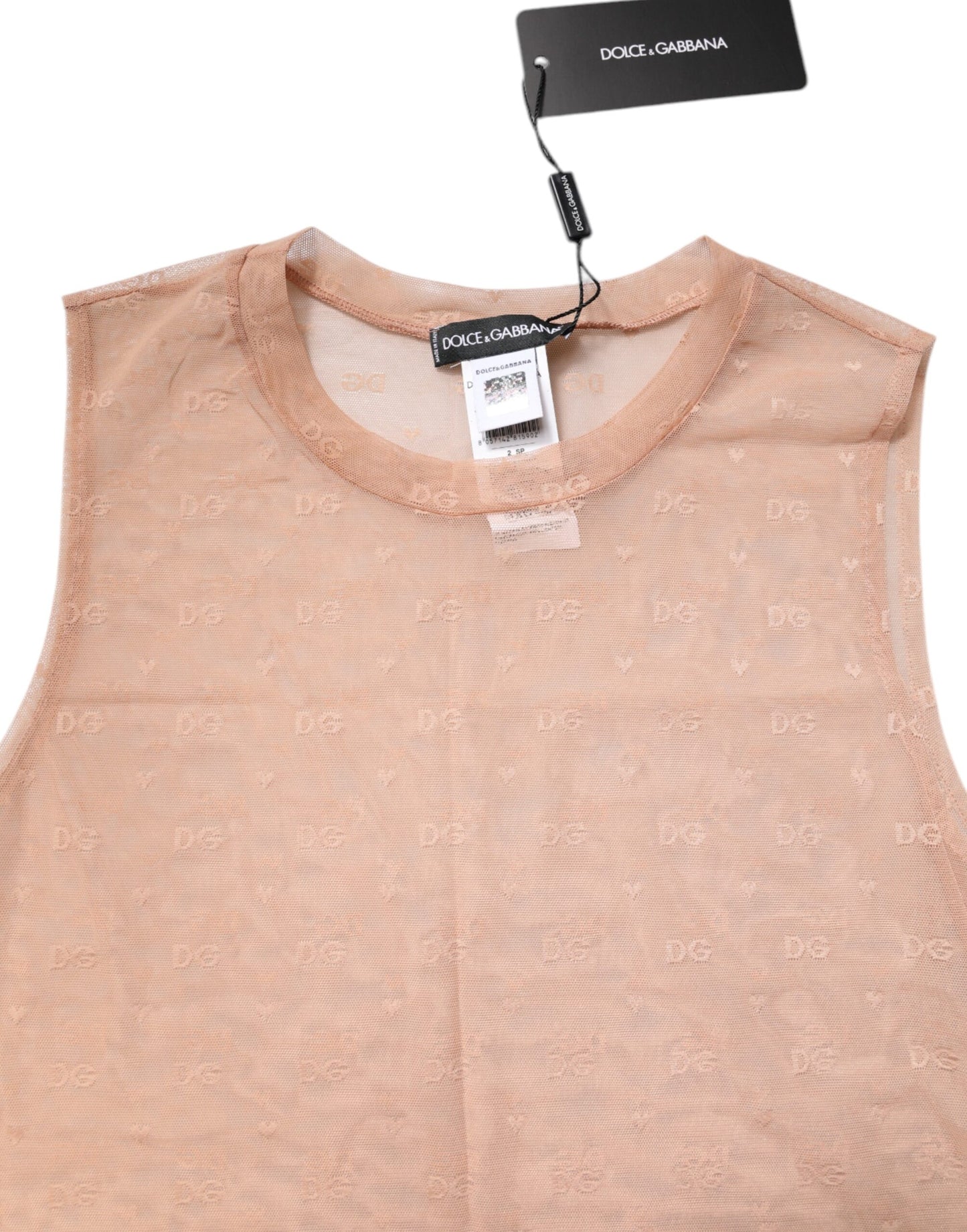 Dolce & Gabbana Beige Nylon Logo Monogram Sleeveless Tank Top by Dolce & Gabbana