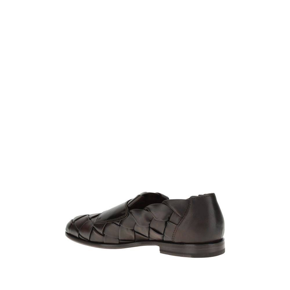 Mocassins en tissu tissé Santoni