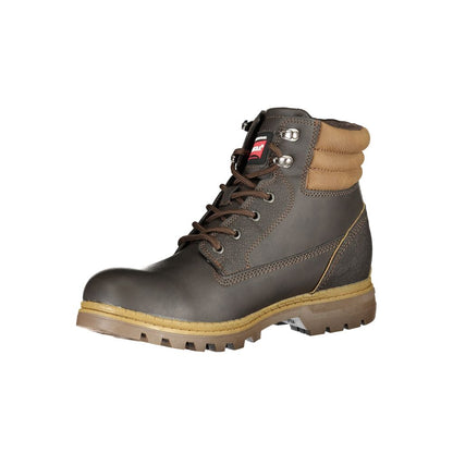Carrera Elegant Brown Lace-Up Boots with Contrast Details by Carrera