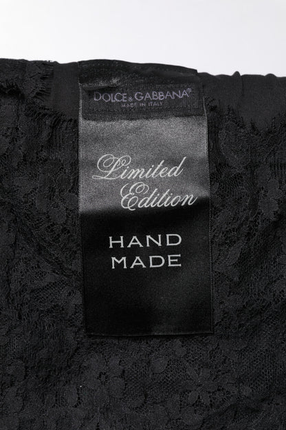 Dolce & Gabbana Black Lace Sheer Sacred Heart Crew Neck Top by Dolce & Gabbana