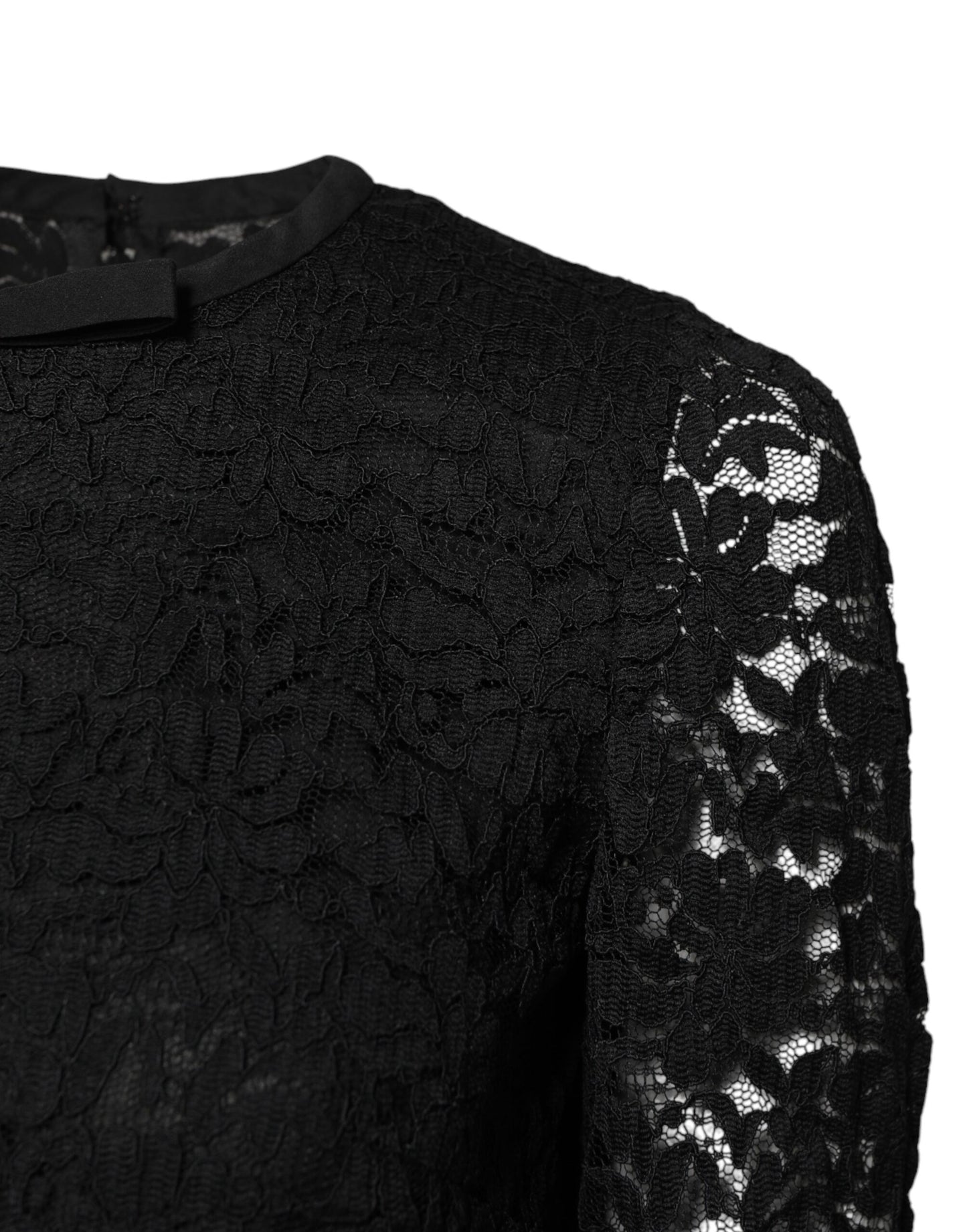 Dolce &amp; Gabbana Haut ras du cou et manches longues en dentelle noire STAFF