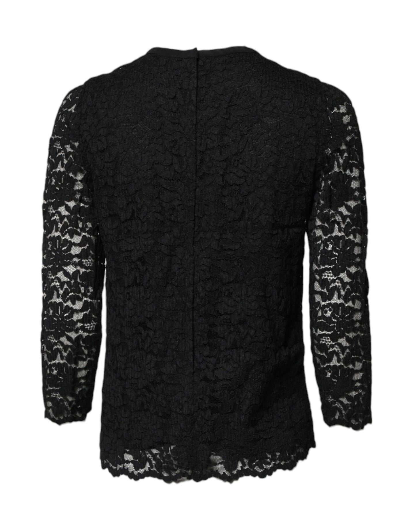 Dolce &amp; Gabbana Haut ras du cou et manches longues en dentelle noire STAFF