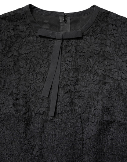 Dolce &amp; Gabbana Haut ras du cou et manches longues en dentelle noire STAFF