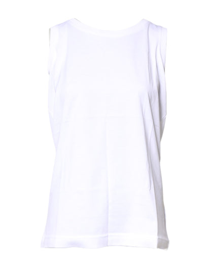 Dolce & Gabbana White Cotton Sleeveless Crew Neck T-shirt by Dolce & Gabbana