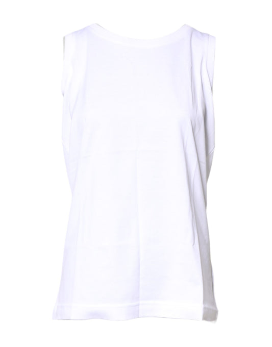 Dolce & Gabbana White Cotton Sleeveless Crew Neck T-shirt by Dolce & Gabbana