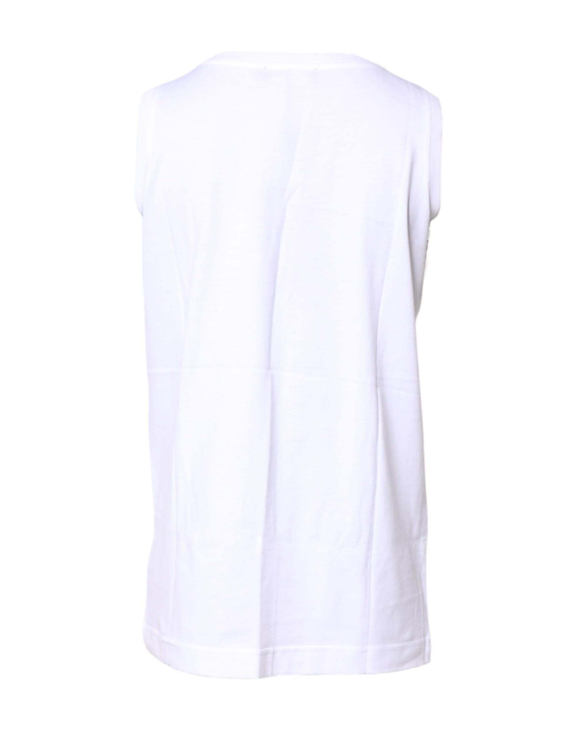 Dolce & Gabbana White Cotton Sleeveless Crew Neck T-shirt by Dolce & Gabbana