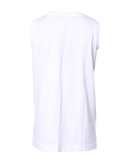 Dolce & Gabbana White Cotton Sleeveless Crew Neck T-shirt by Dolce & Gabbana
