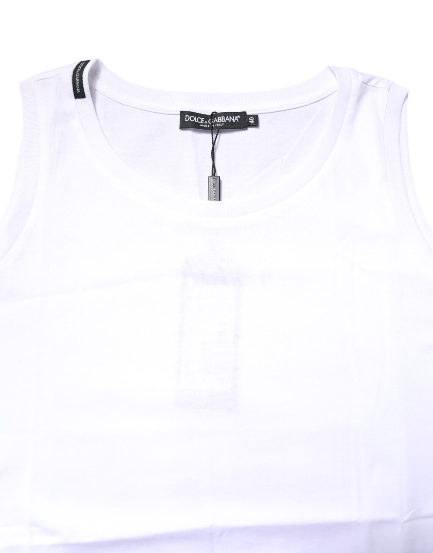 Dolce & Gabbana White Cotton Sleeveless Crew Neck T-shirt by Dolce & Gabbana